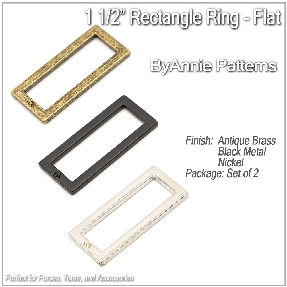 1 1/2" Rectangle Ring - Flat (Set of Two)