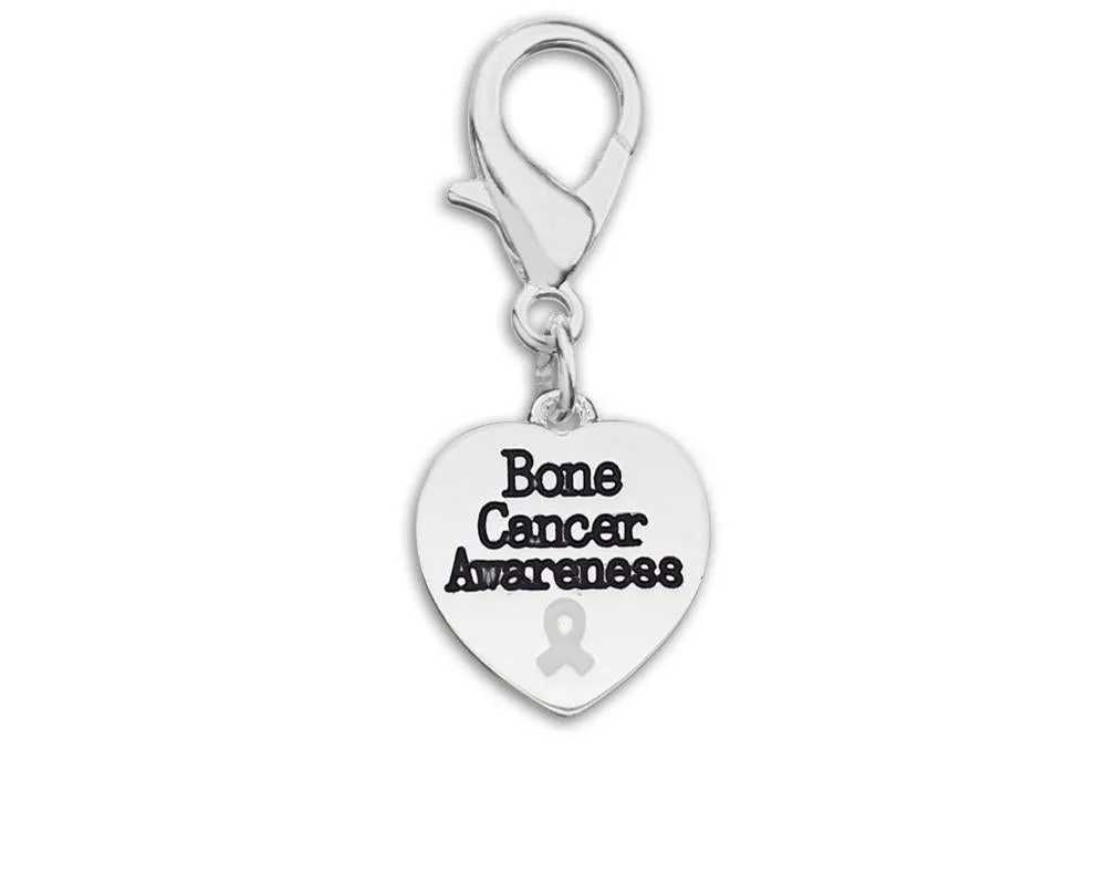 10 Bone Cancer Awareness Heart Hanging Charms