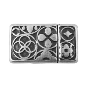 10mm Antique Silver Circles Magnetic Clasp for Flat Leather