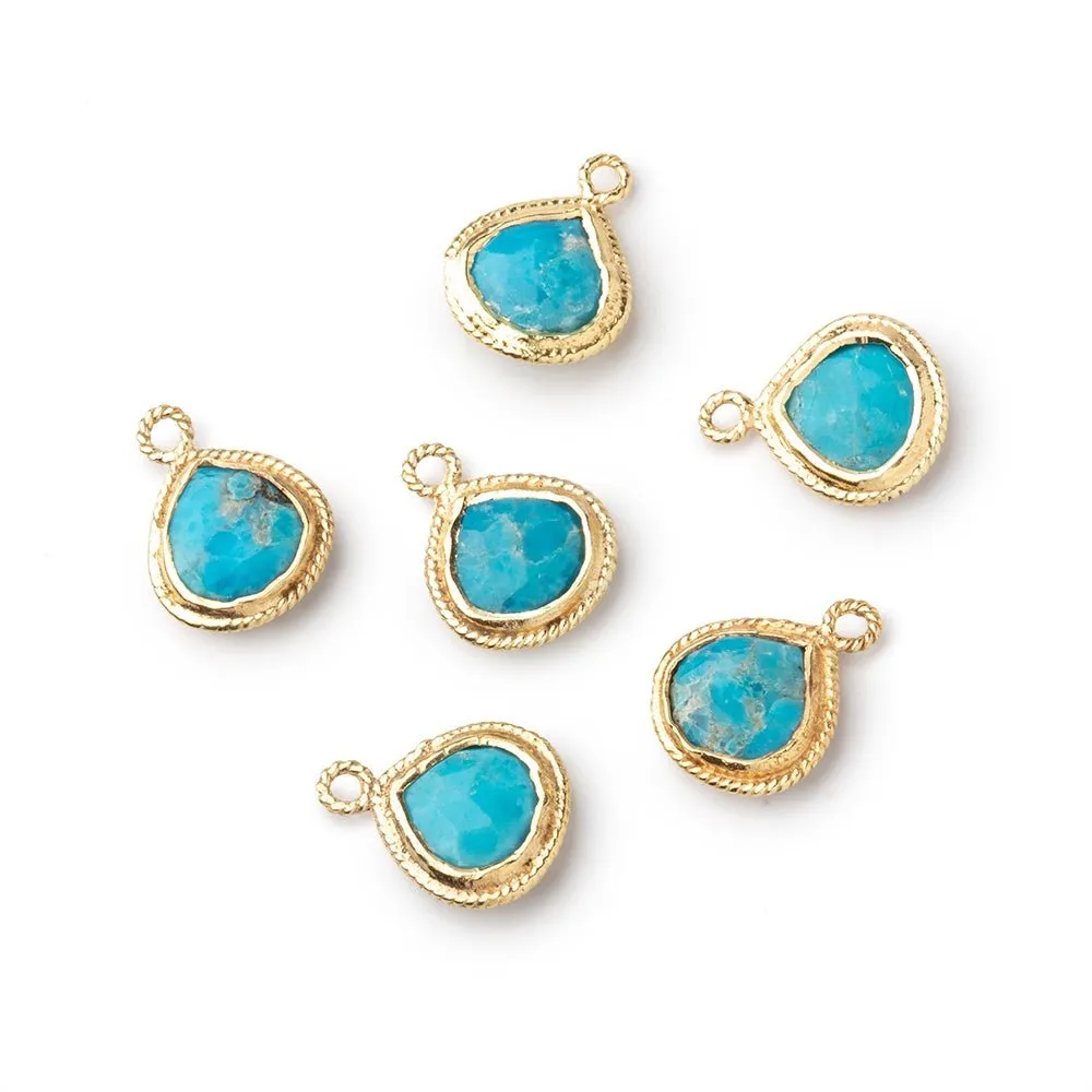 10x10mm Vermeil Twist Rope Bezel Turquoise Howlite Faceted Heart Pendant 1 piece