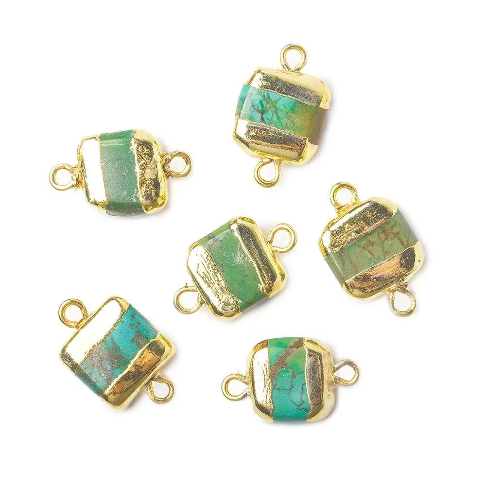 10x10x5mm Gold Leafed Imitation Turquoise plain square connector 1 piece