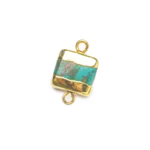 10x10x5mm Gold Leafed Imitation Turquoise plain square connector 1 piece