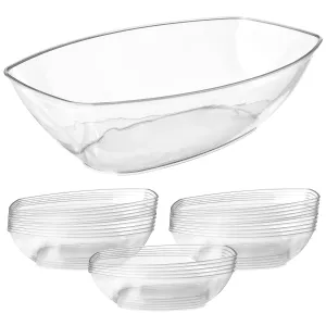 12 Pack Oval Plastic Serving Bowls For A Party - Disposable Serving Bowls, 64oz