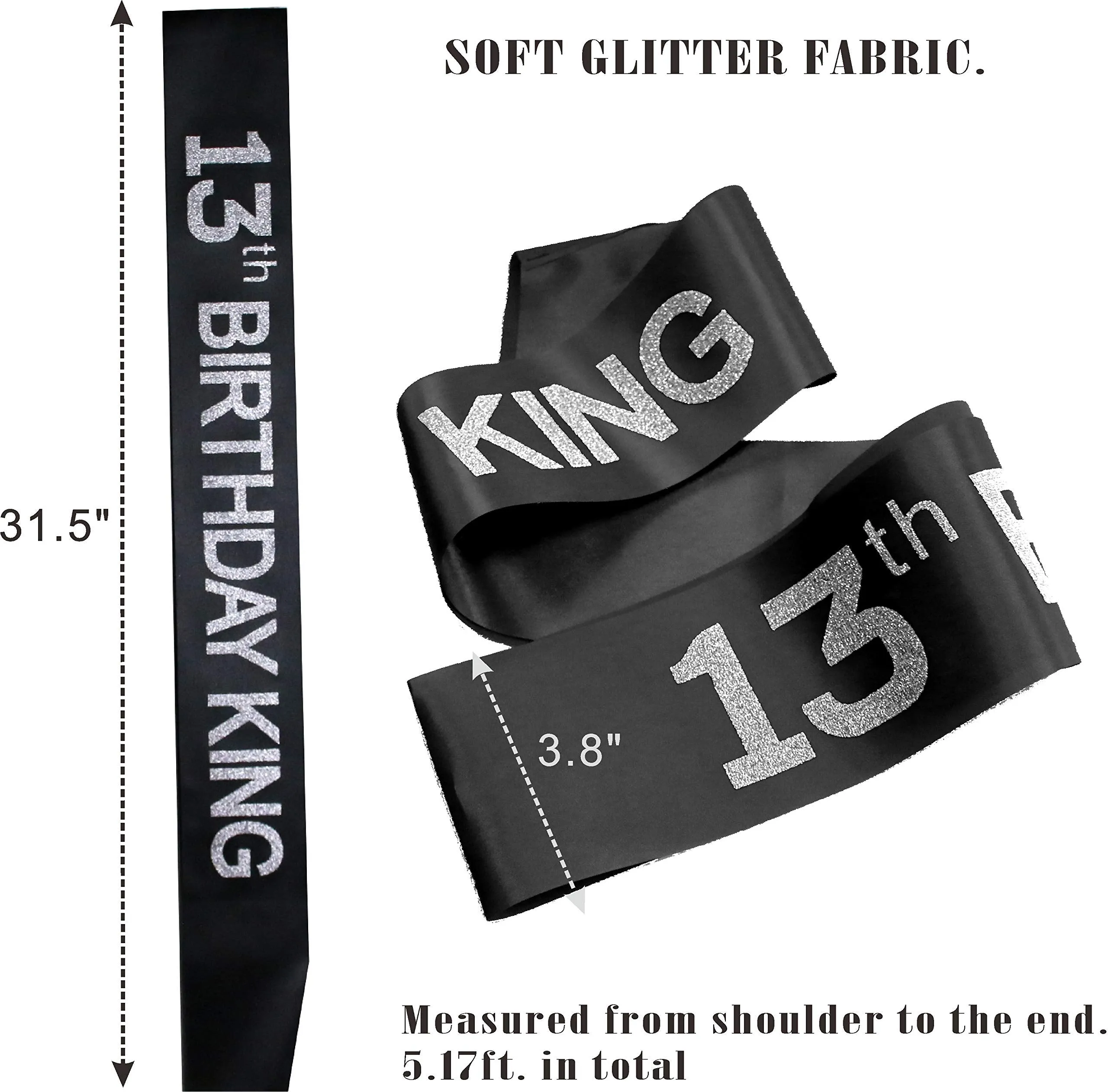 13th Birthday Gifts for Boy, 13th Birthday King Crown,13th Birthday King Sash,13th