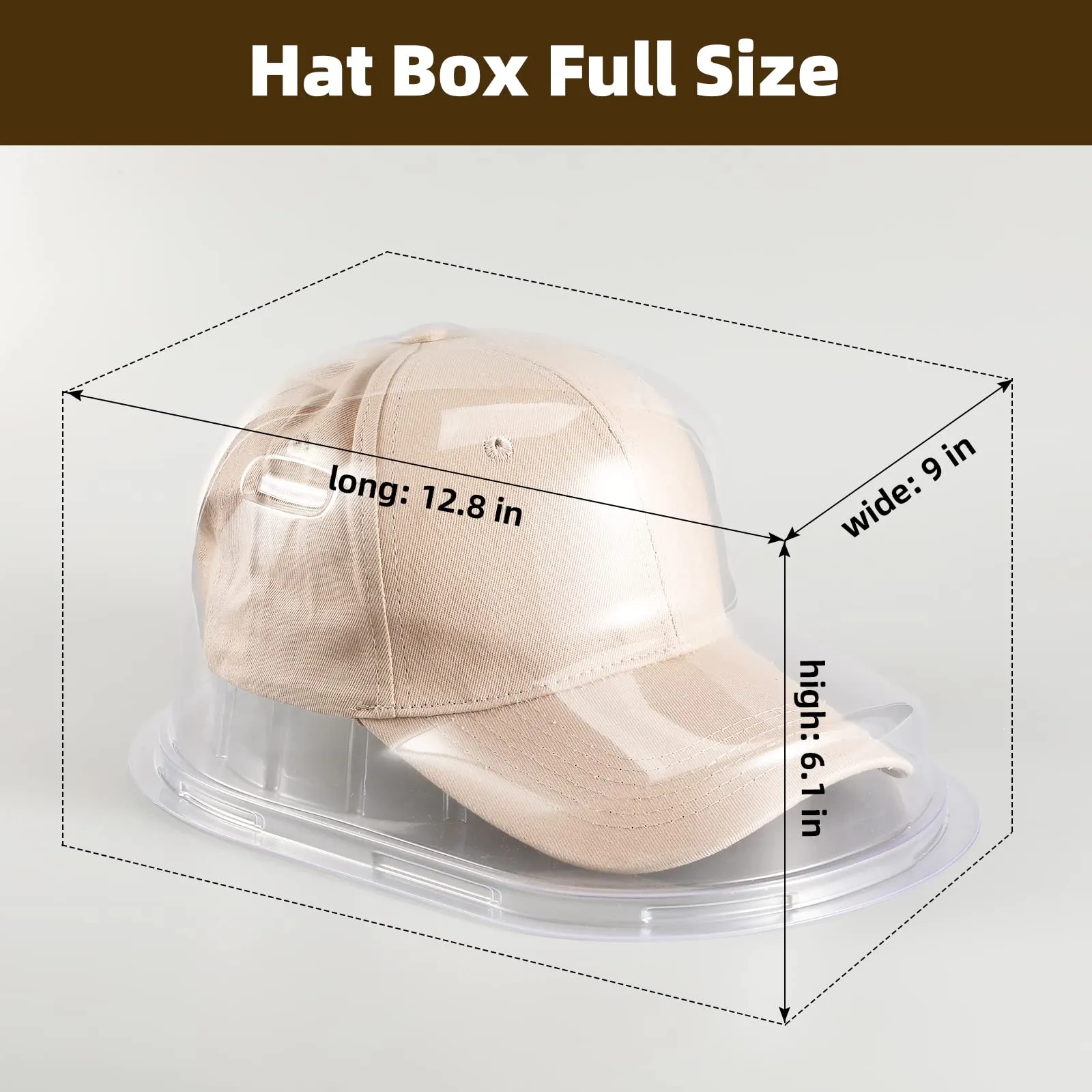 2 sets baseball hat display case, plastic hat protector holder for signed baseball caps, wall mount clear display case hat boxes for collectibles box travel case organizer memorabilia storage-Meisitai