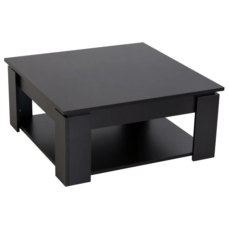 2 Tier Simple Modern Coffee Table - Black