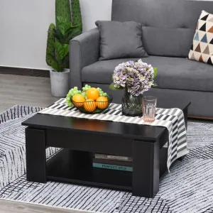 2 Tier Simple Modern Coffee Table - Black