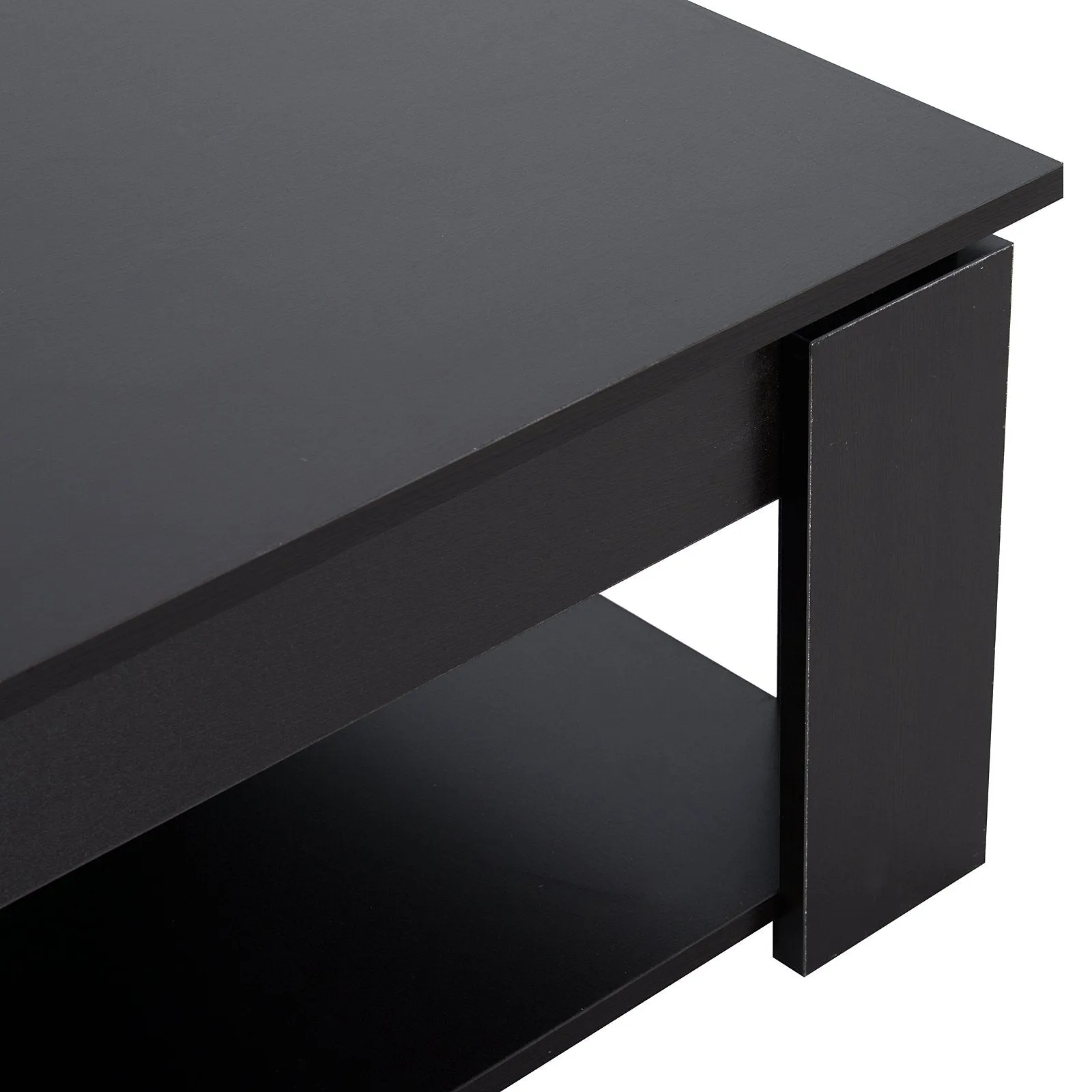 2 Tier Simple Modern Coffee Table - Black