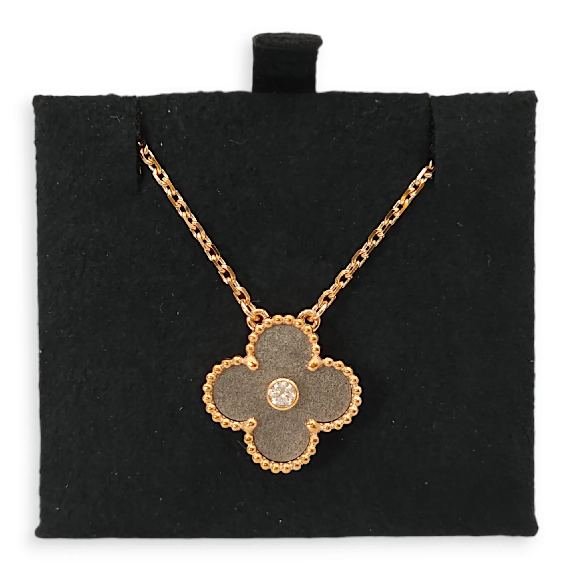 2023 Holiday 1 Diamond Obsidian Necklace in Rose Gold