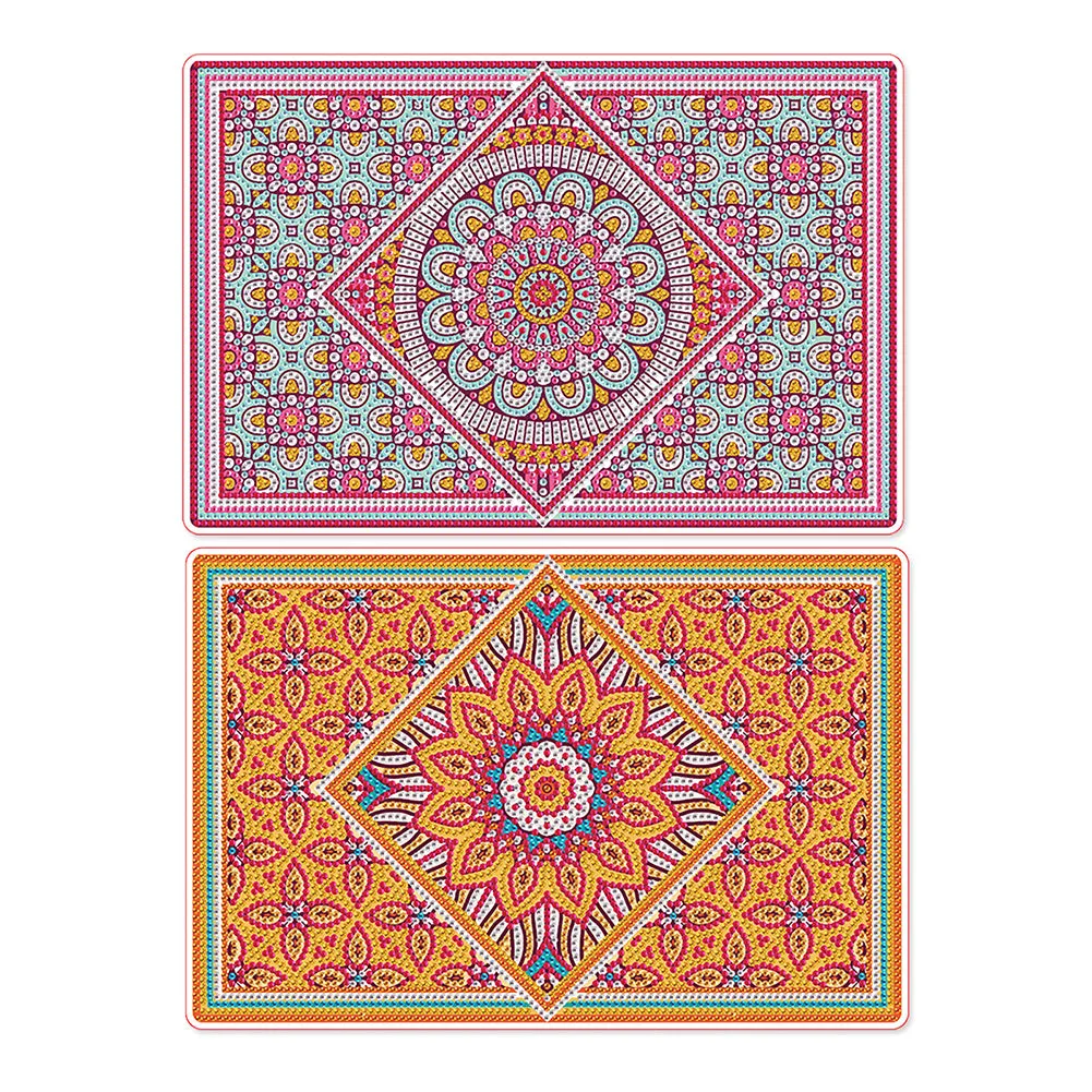 2Pcs Mandala Pattern Diamond Painting Placemat DIY Diamond Crafts Projects