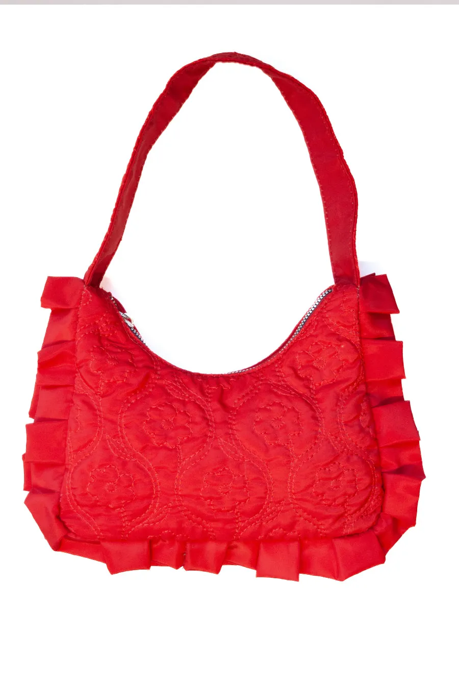 90's frill shoulder bag - red