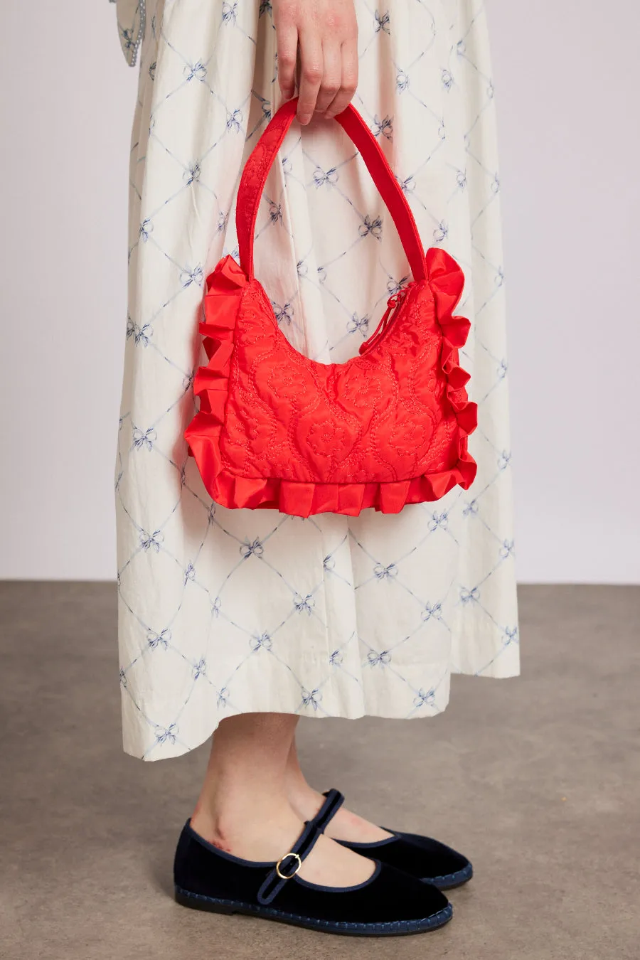 90's frill shoulder bag - red