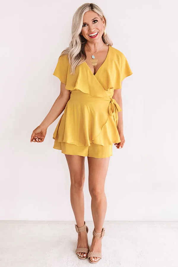 All The Goals Wrap Romper In Primrose Yellow