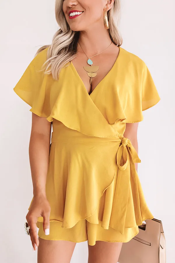 All The Goals Wrap Romper In Primrose Yellow