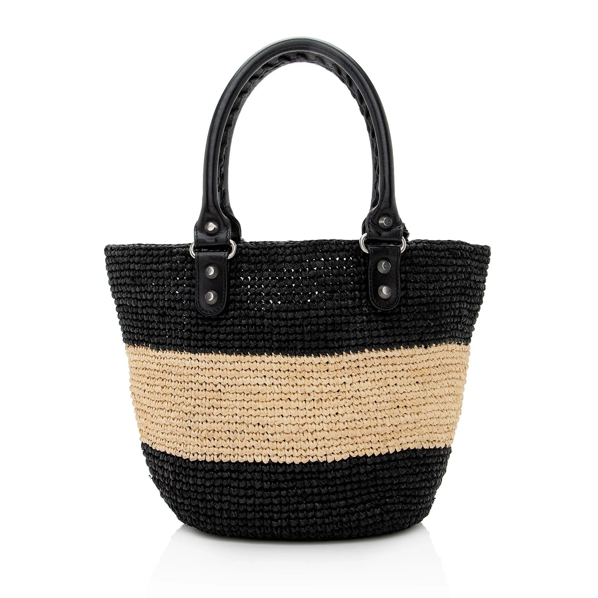 Balenciaga Raffia Striped Panier XS Tote