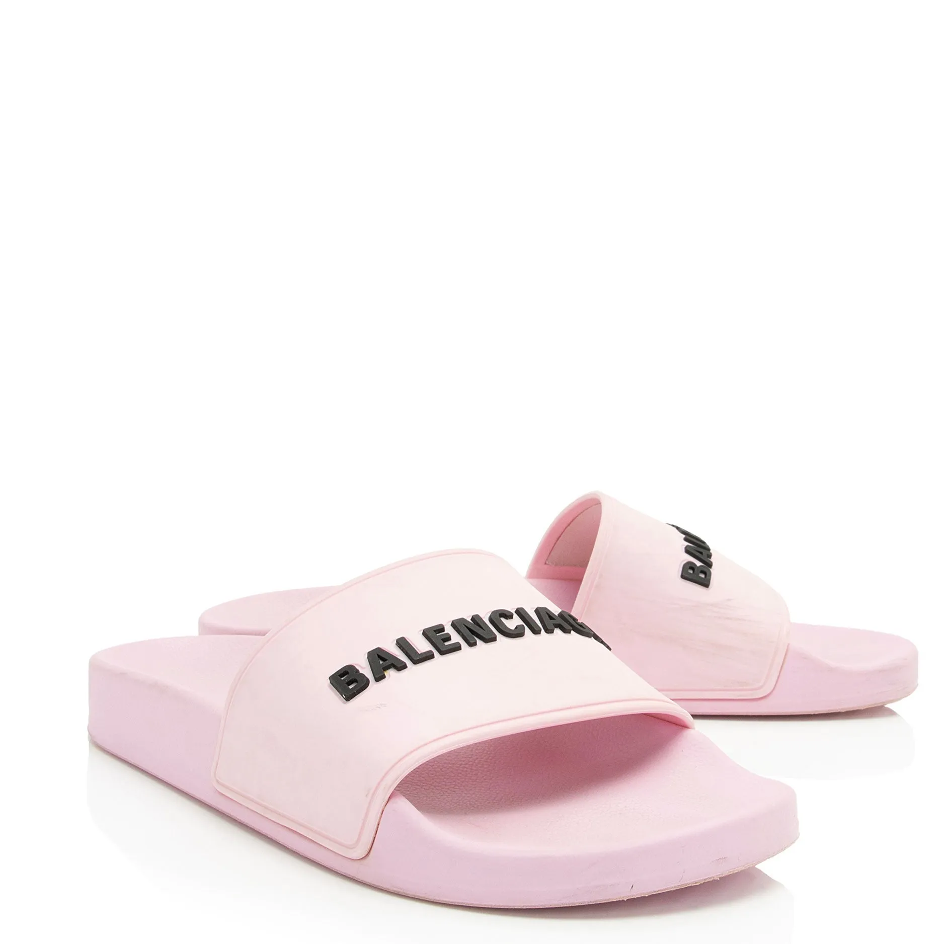 Authentic Balenciaga Rubber Logo Slides - Womens Size 7 (EU 37)