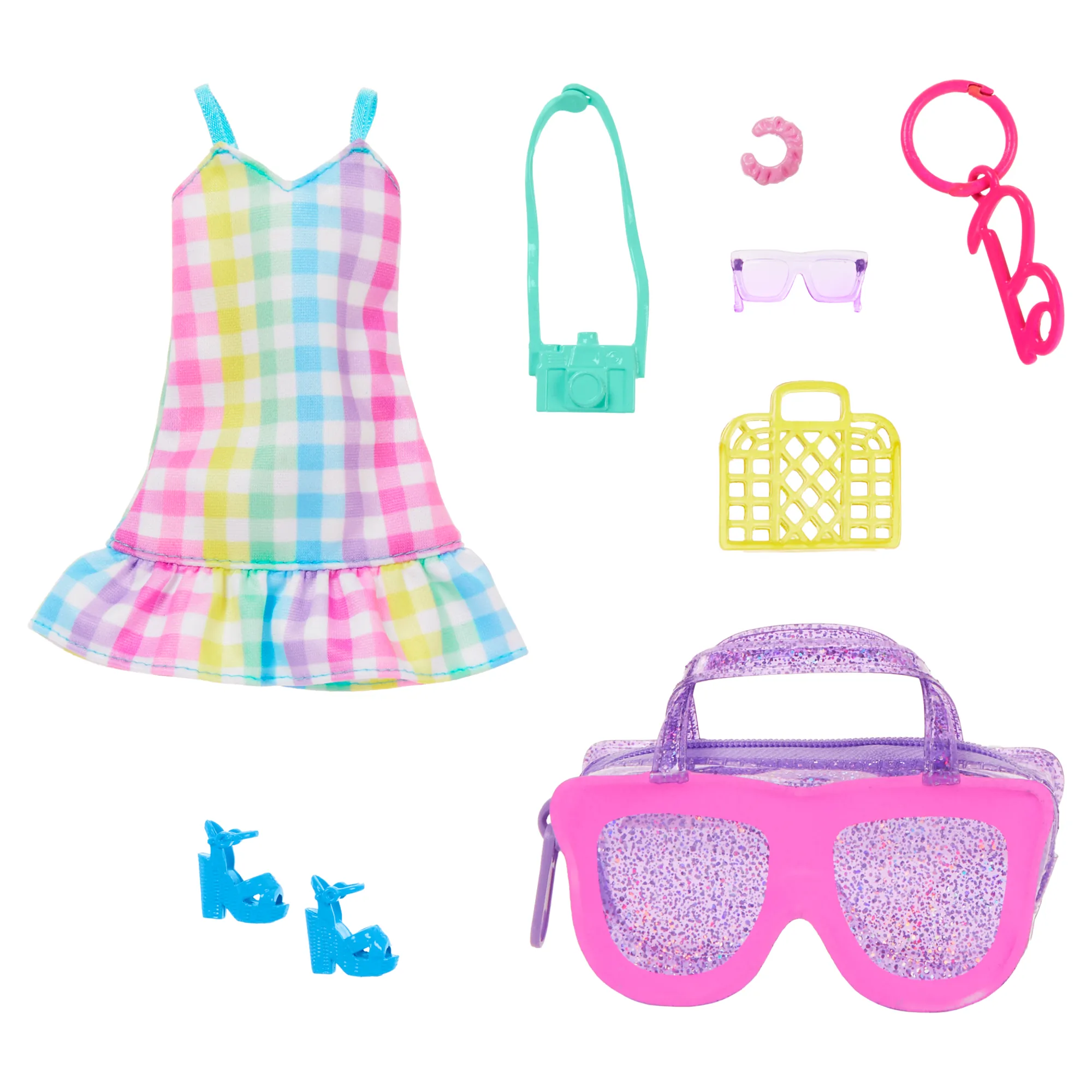 Barbie Doll Clothing, Deluxe Keychain Bag With Summery Accessories (1 Outfit)