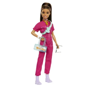 Barbie Doll in Trendy Pink Jumpsuit With Accessories And Pet Puppy