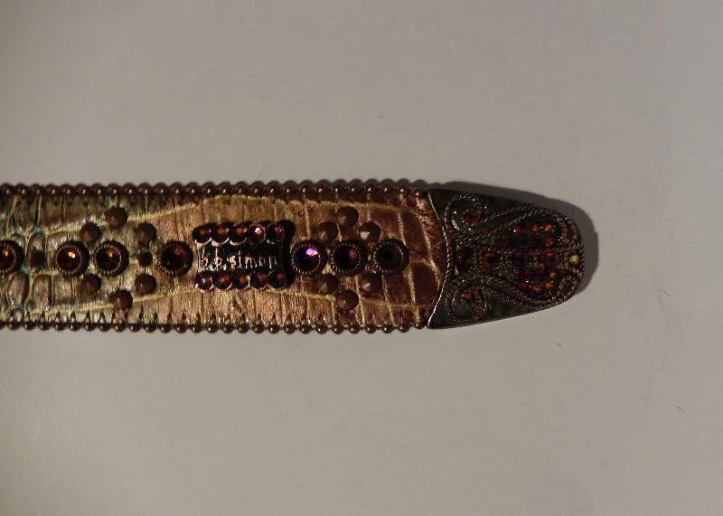 b.b. Simon Bronze Croco Crystal Belt