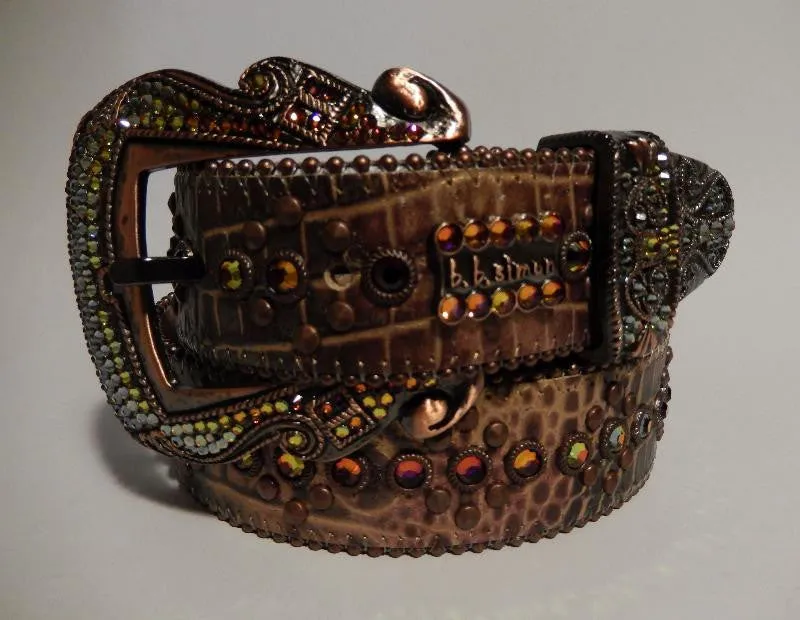 b.b. Simon Bronze Croco Crystal Belt