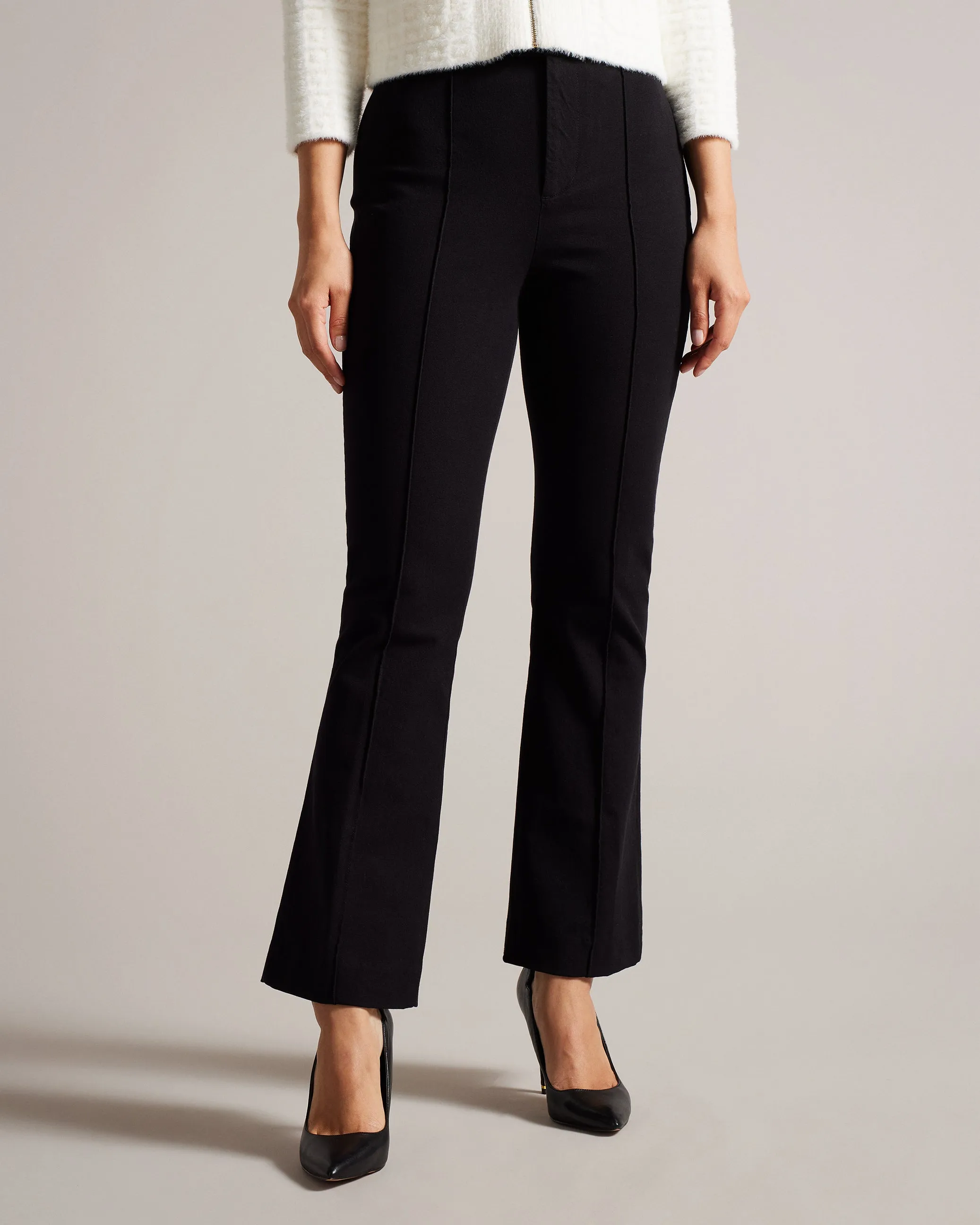 Belenah Slim Fit Kick Flare Trousers Black