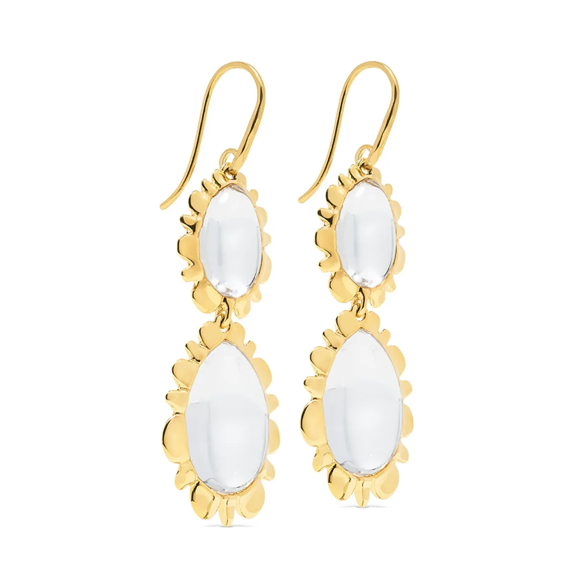 Bliss Double Drop Earrings - Clear Quartz