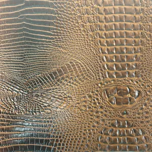 Brown Amazon 3D Embossed Gator Faux Leather Vinyl Fabric