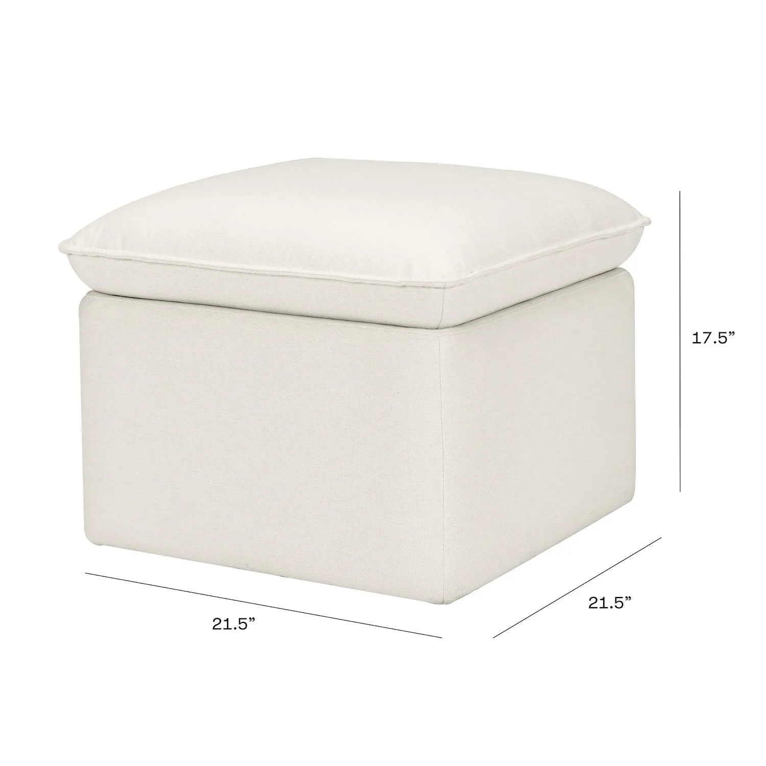 Cali Storage Ottoman in Eco-Performance Fabric with USB port - Cream