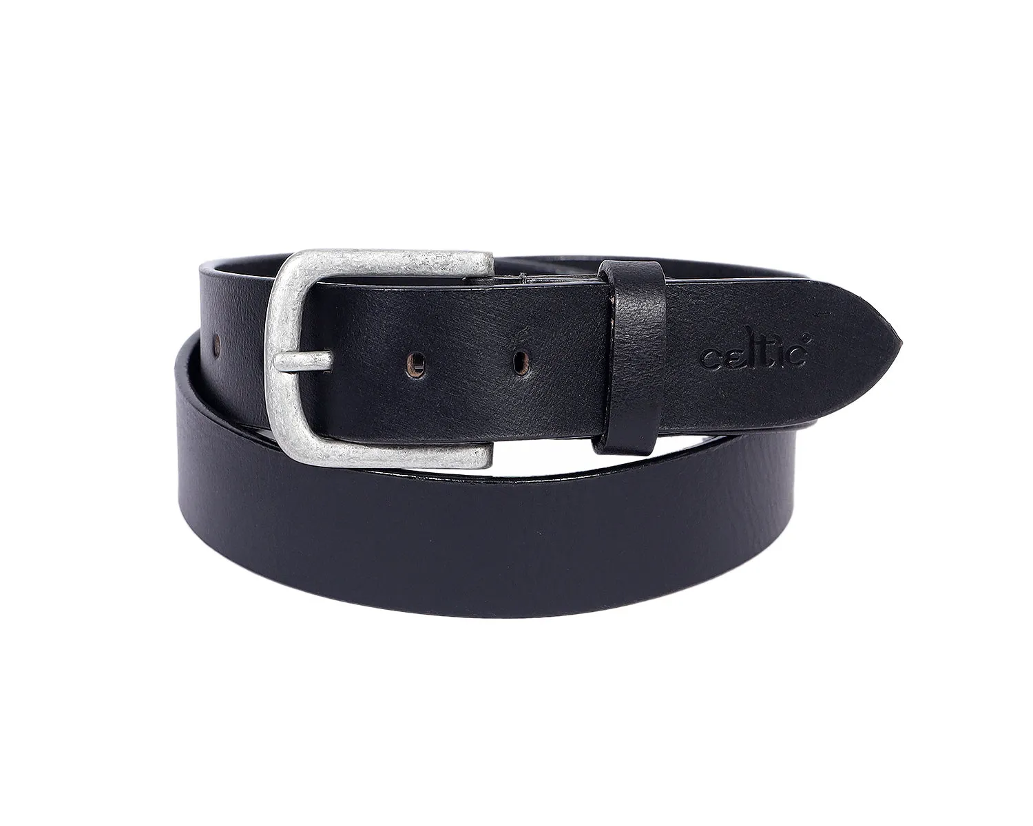 Celtic Black Premium Leather Belt With Silver Buckle, Art: LB-739