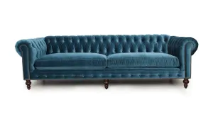 Chesterfield Velvet Turquoise Blue 3 seater Sofa