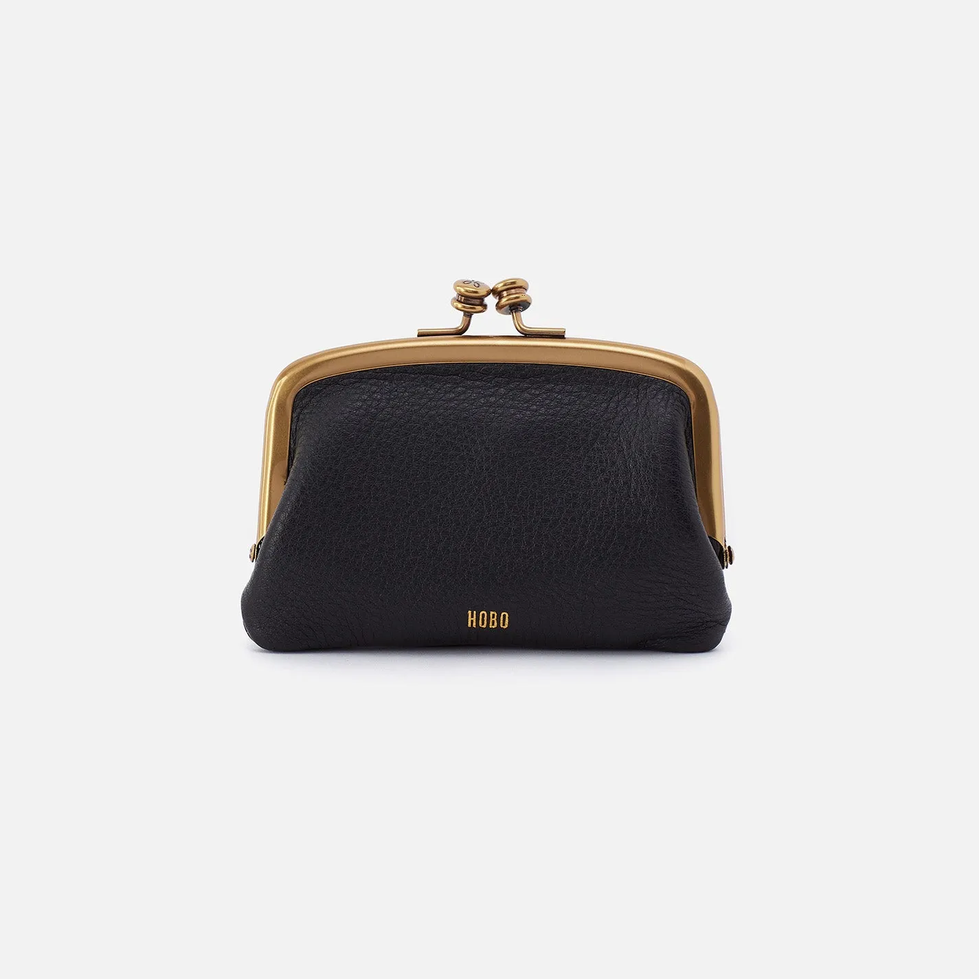 Cora Frame Card Holder in Pebbled Leather - Black