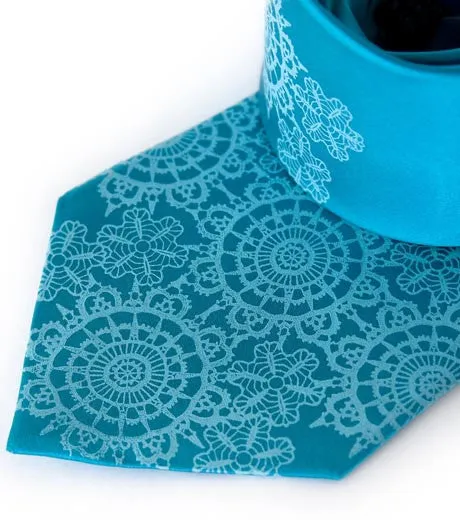 Cottage Lace Necktie. Doily Print Tie