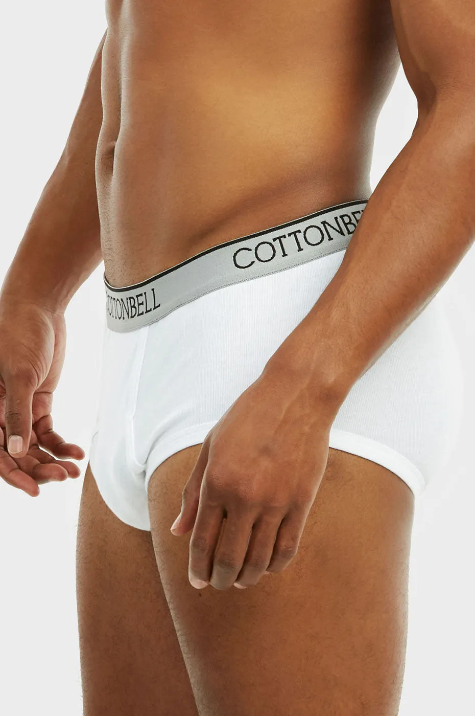 COTTONBELL MEN'S WHITE BAND BRIEFS (TUB301C_WHITE)