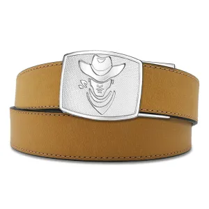 COWBOY BUCKLE | TAN BUFFALO LEATHER GUN BELT