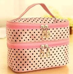 Double-layer cosmetic bag with large capacity to receive wave-point cosmetic bag Wash-Rinse bag