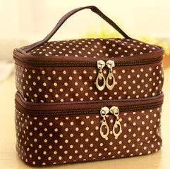 Double-layer cosmetic bag with large capacity to receive wave-point cosmetic bag Wash-Rinse bag