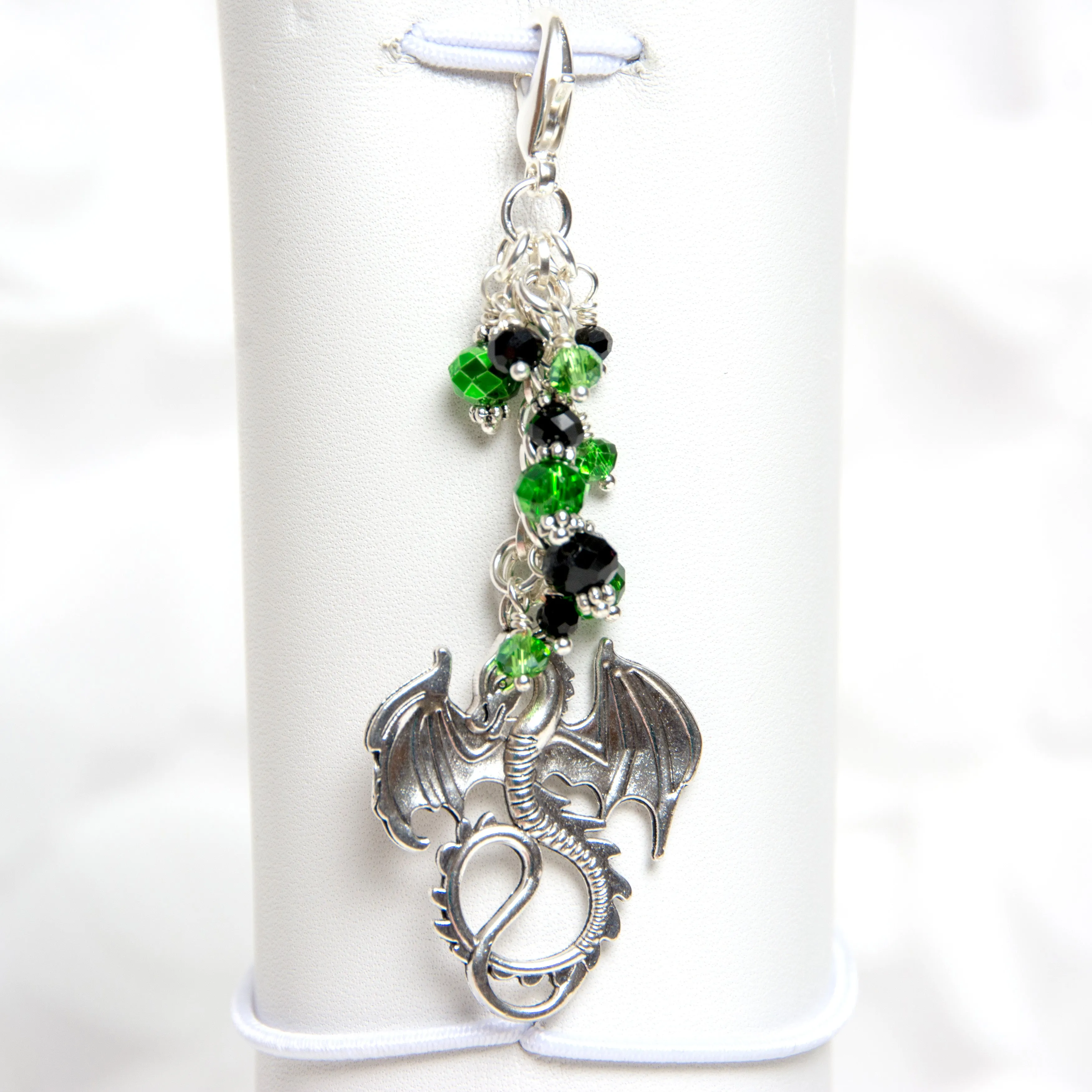 Dragon Planner Charm with Crystals in Red, Green, Blue. Purple or Teal