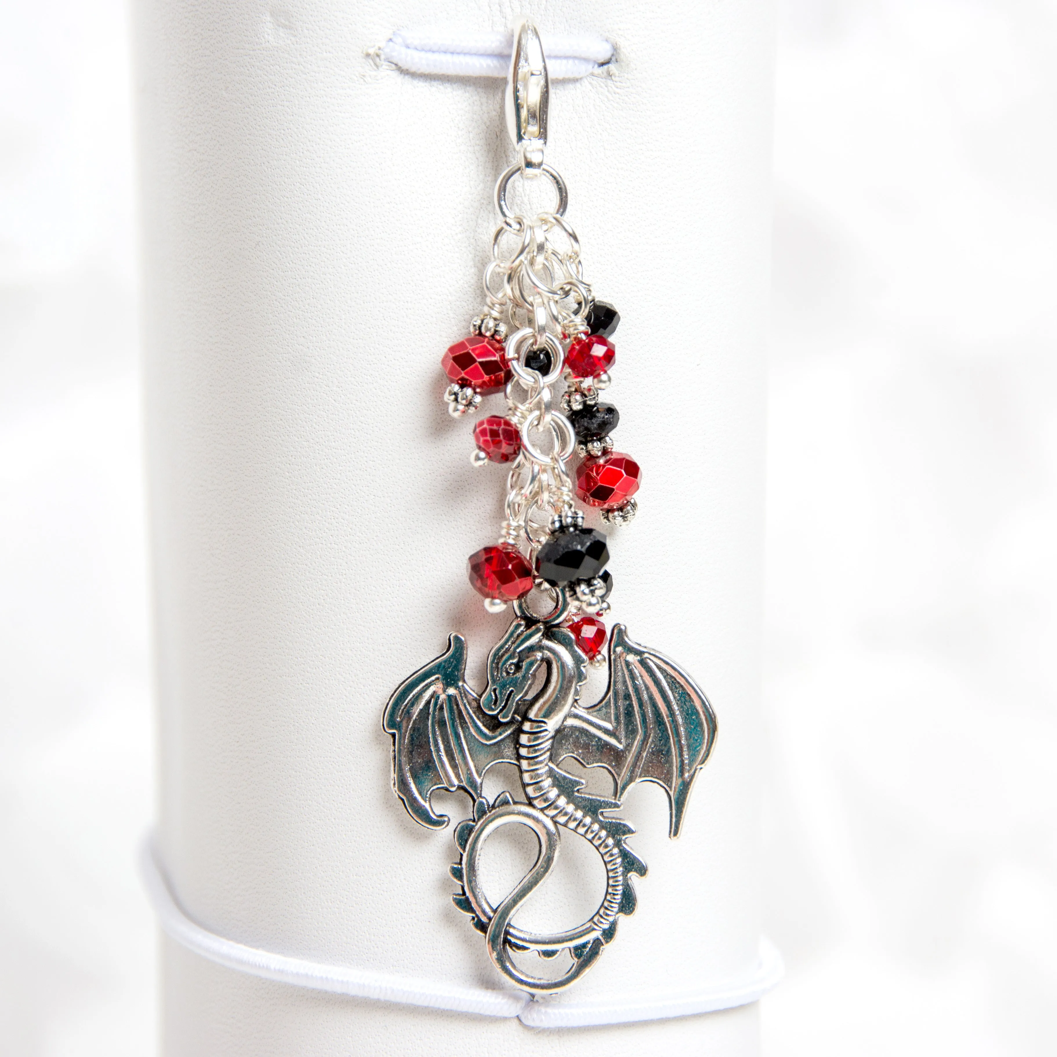 Dragon Planner Charm with Crystals in Red, Green, Blue. Purple or Teal