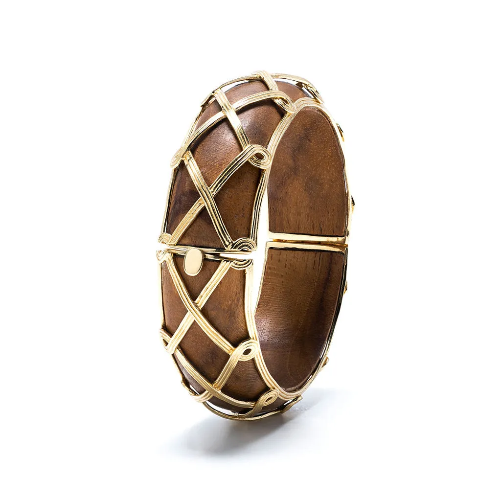 Earth Goddess Hinged Bangle - Teak