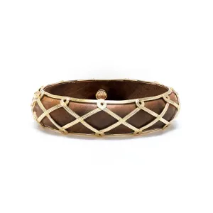 Earth Goddess Hinged Bangle - Teak