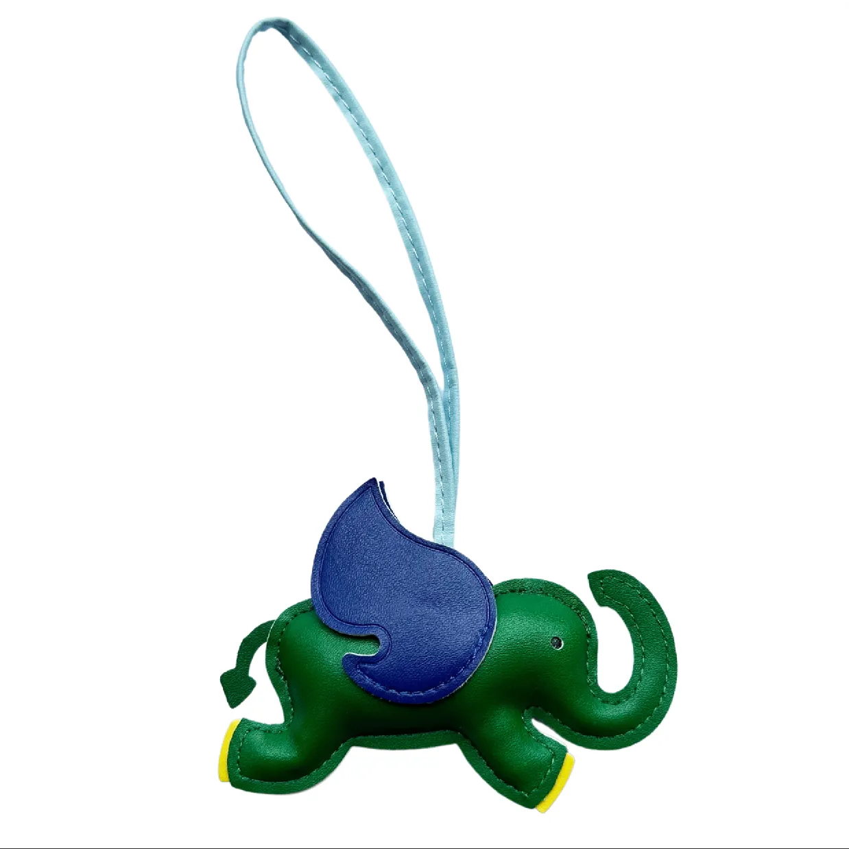 'Elefante Volante' Key Chain/ Bag Charm in Green and Blue