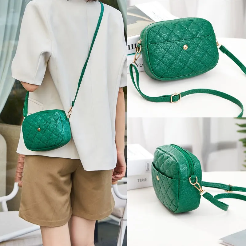 Embroidery Rhombus Small Square Bag Caviar Phone Bag Fashion Popular Frosted Texture Shoulder Crossbody Bag