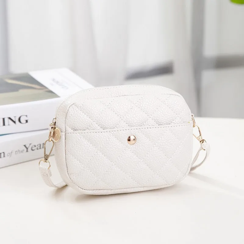 Embroidery Rhombus Small Square Bag Caviar Phone Bag Fashion Popular Frosted Texture Shoulder Crossbody Bag