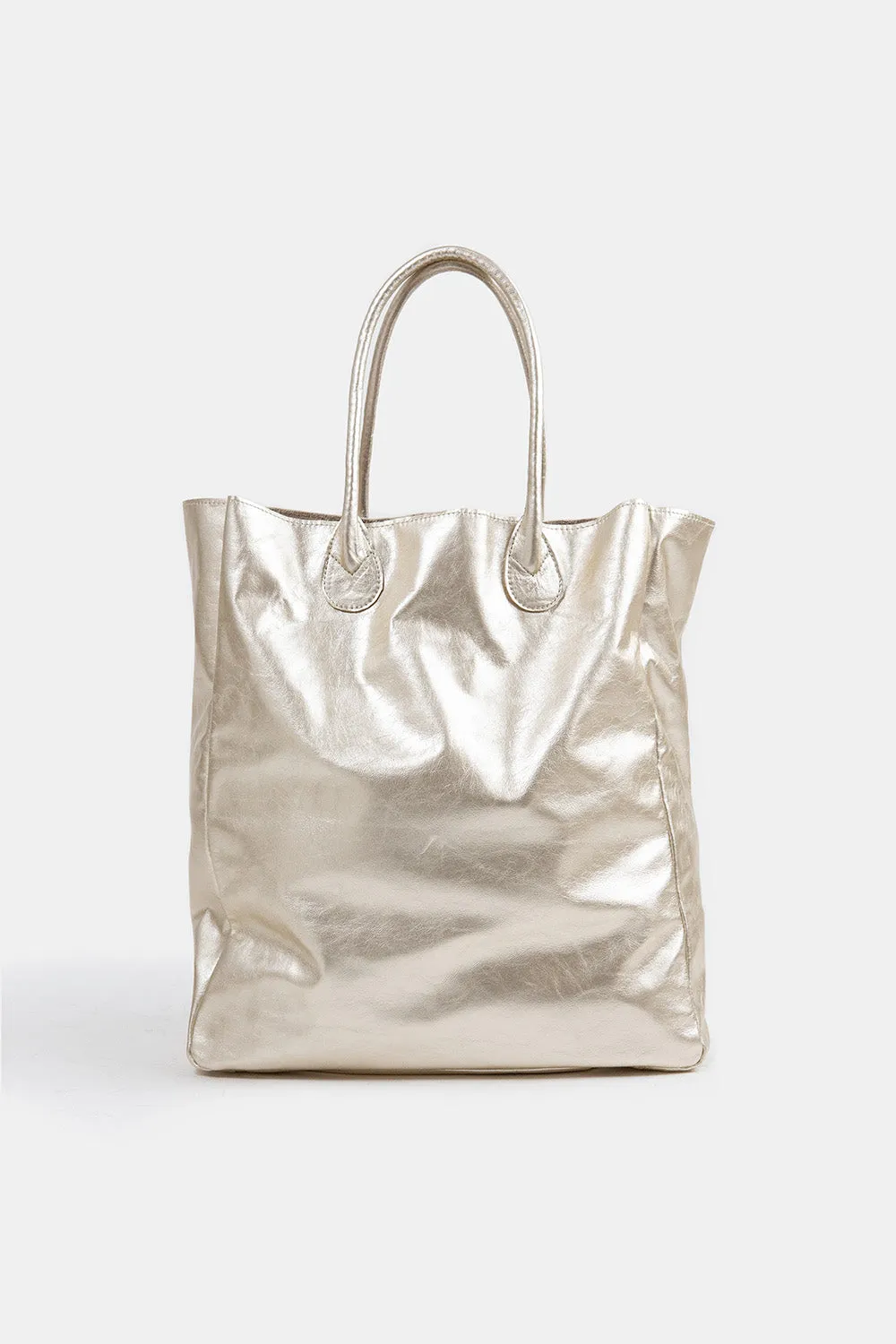 Eve Leather Tote in Platinum