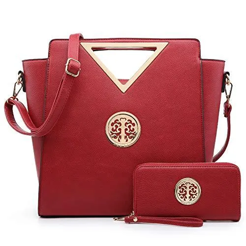 Fashion Design Chic Triangle Handle Shoulder Bag with Matching Wallet l Dasein