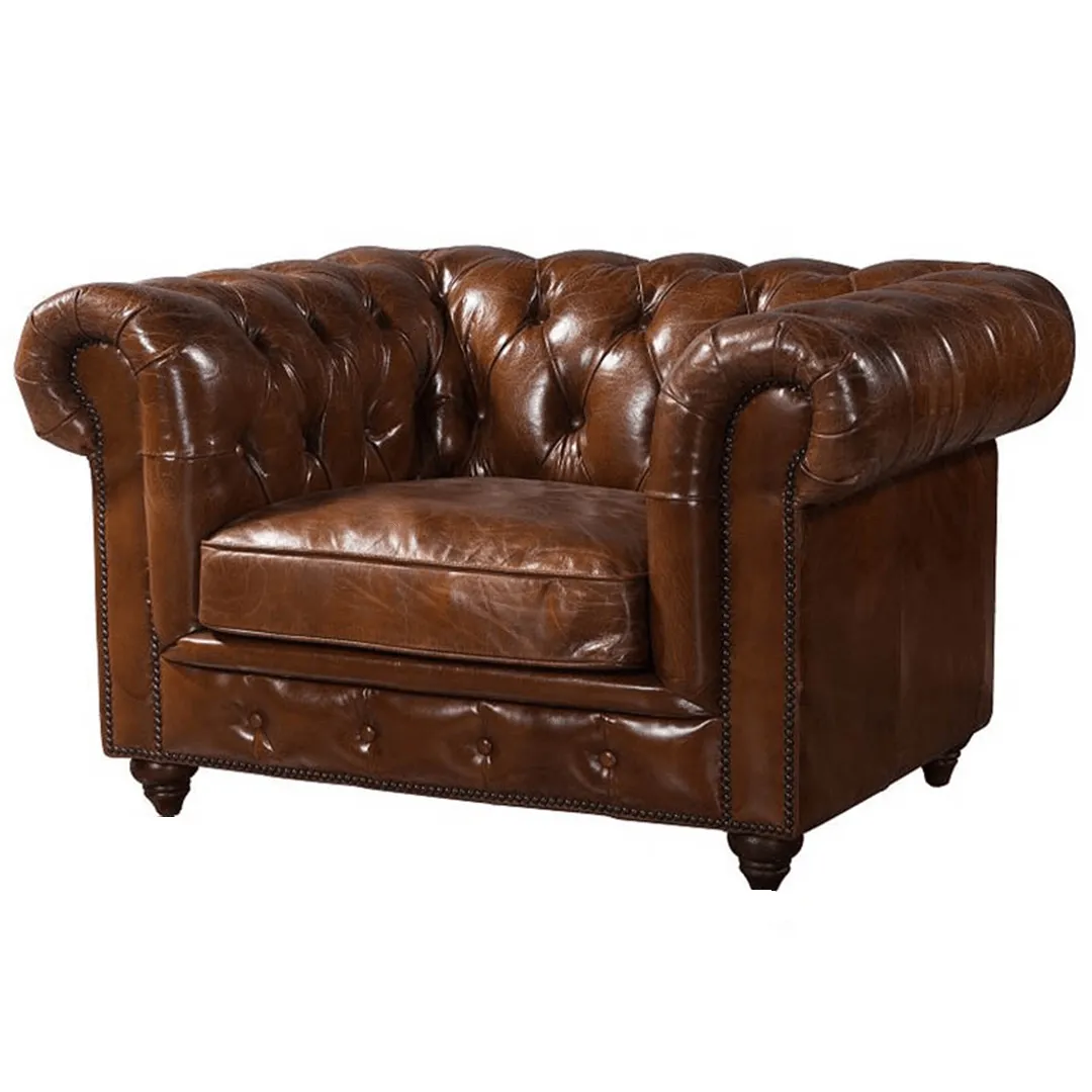 Figure It Out Brown Chesterfield Buck Leather 4 Piece set