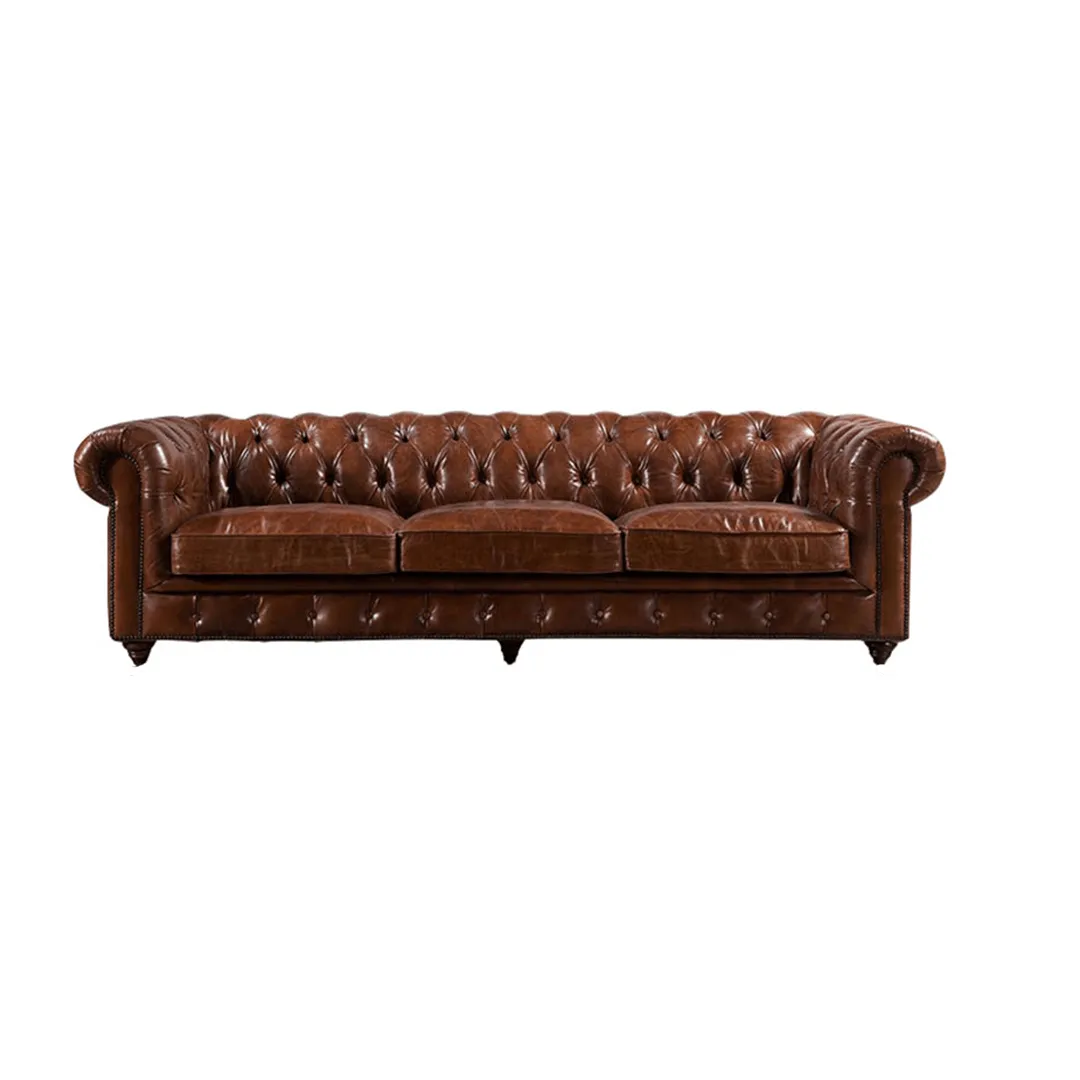 Figure It Out Brown Chesterfield Buck Leather 4 Piece set