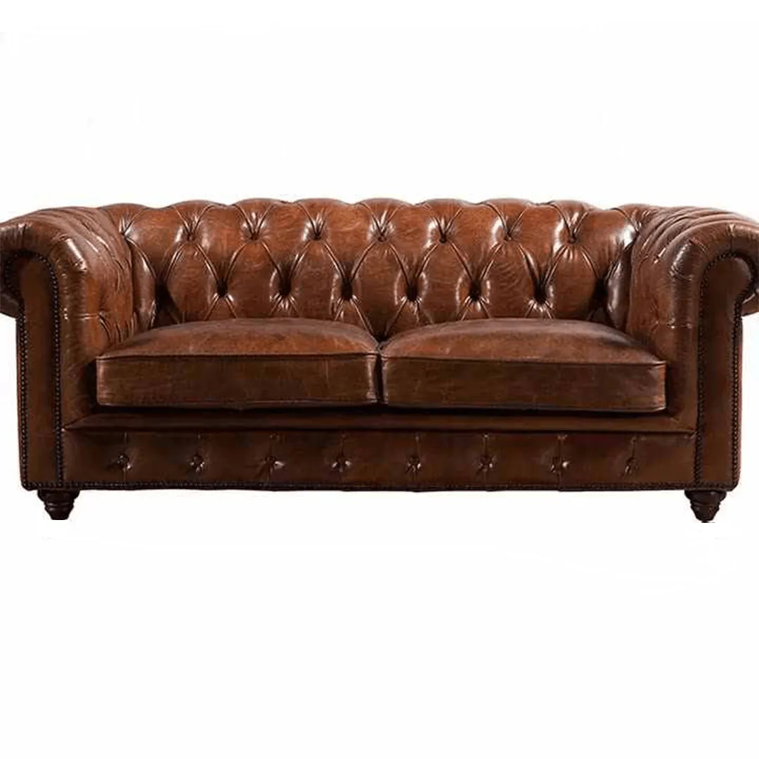 Figure It Out Brown Chesterfield Buck Leather 4 Piece set