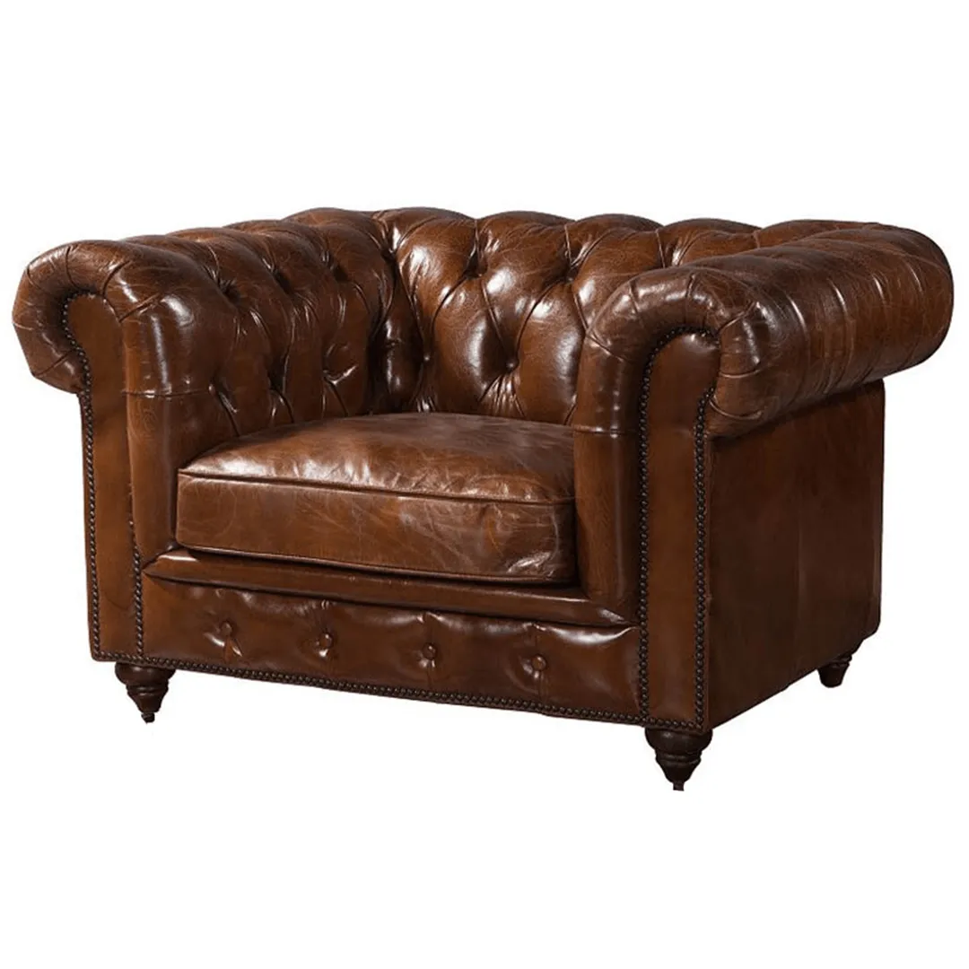 Figure It Out Brown Chesterfield Buck Leather 4 Piece set