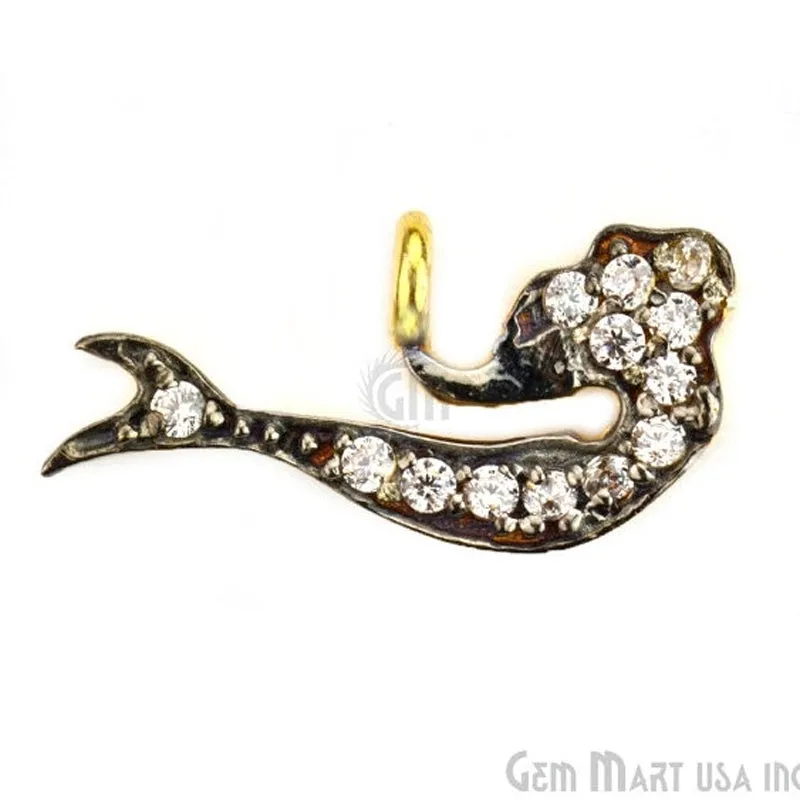 'Fish' CZ Pave Gold Vermeil Charm for Bracelet & Pendants